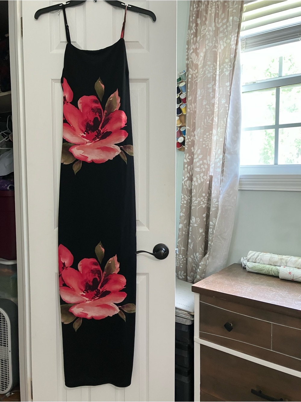 iris Black Dress with Pink Accent